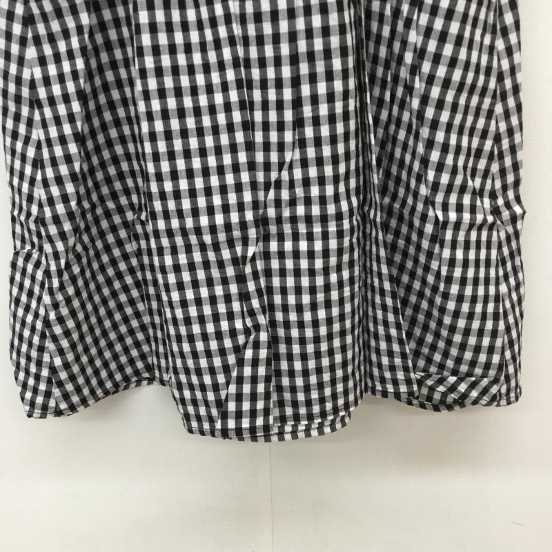 アースミュージックアンドエコロジー earth music&ecology ワンピース ひざ丈スカート ギンガムチェック半そでワンピース S チェック 白 / ホワイト / X 黒 / ブラック /  レディース USED 古着 中古 10041312