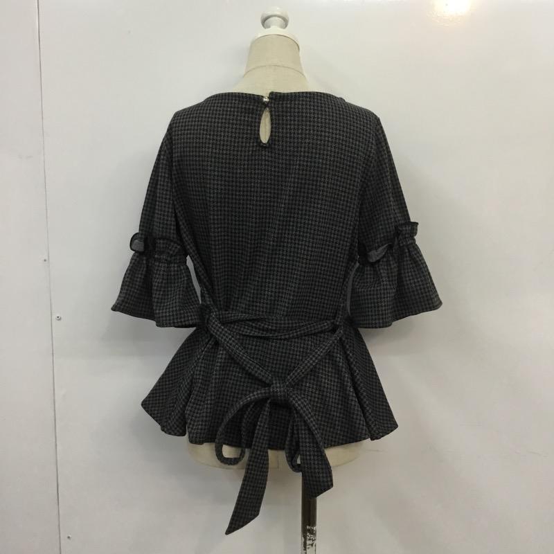 セシルマクビー CECIL McBEE カットソー 半袖 M  黒 / ブラック / X 灰 / グレー /  レディース USED 古着 中古 10041374