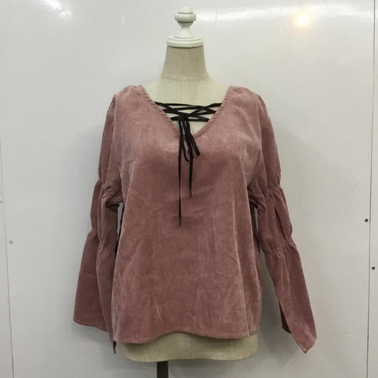 マジェスティックレゴン MAJESTIC LEGON シャツ、ブラウス 長袖 細コール編み上げブラウス M 無地 桃 / ピンク /  レディース USED 古着 中古 10041398