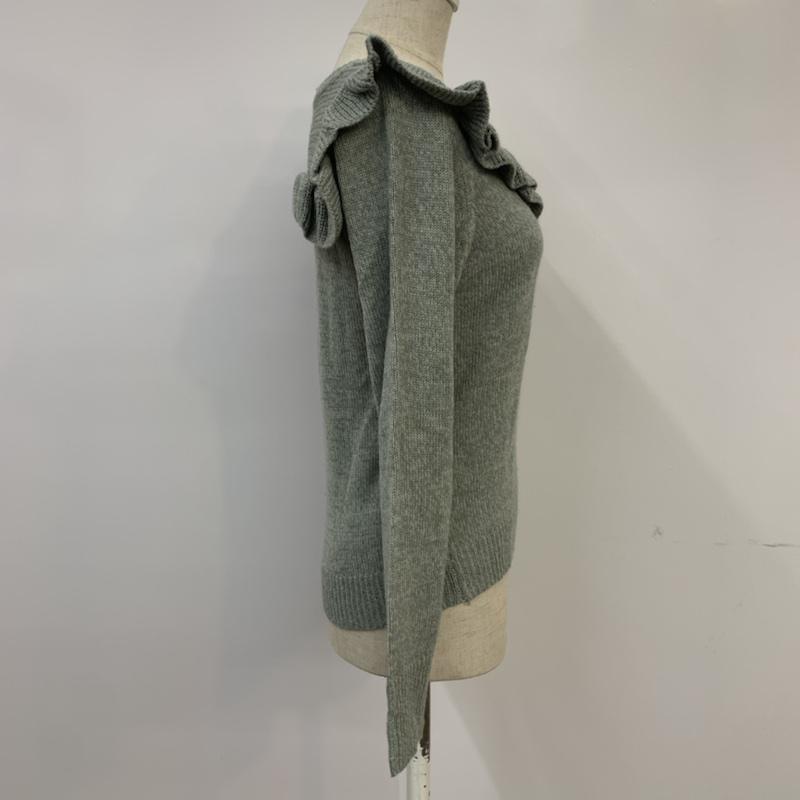 イーハイフンワールドギャラリー E hyphen world gallery ニット、セーター 長袖 FREE 無地 灰 / グレー /  レディース USED 古着 中古 10041956