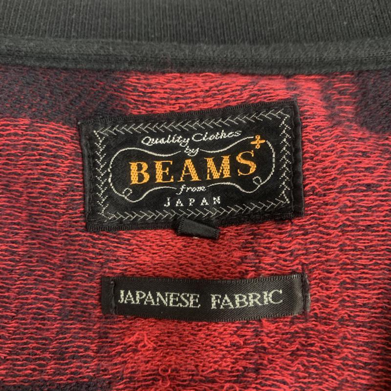 ビームス BEAMS カーディガン 長袖 チェック S 無地 X チェック 黒 / ブラック / X 赤 / レッド /  メンズ USED 古着 中古 10042054