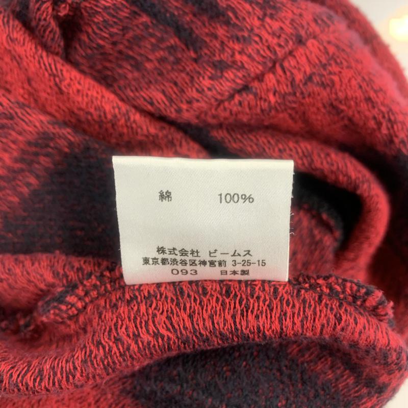 ビームス BEAMS カーディガン 長袖 チェック S 無地 X チェック 黒 / ブラック / X 赤 / レッド /  メンズ USED 古着 中古 10042054