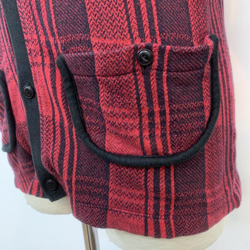 ビームス BEAMS カーディガン 長袖 チェック S 無地 X チェック 黒 / ブラック / X 赤 / レッド /  メンズ USED 古着 中古 10042054