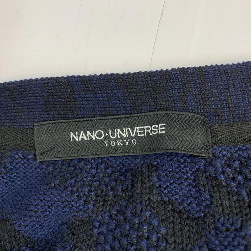 ナノユニバース nano・universe カーディガン 長袖 M 総柄 紺 / ネイビー /  メンズ USED 古着 中古 10042064