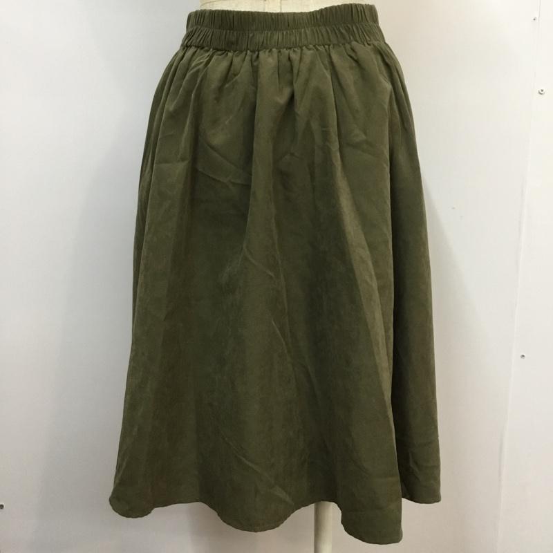 レトロガール RETRO GIRL スカート ひざ丈スカート タック入り フレアスカート スエード調 無地 カーキ / カーキ / khaki レディース USED 古着 中古 10042180
