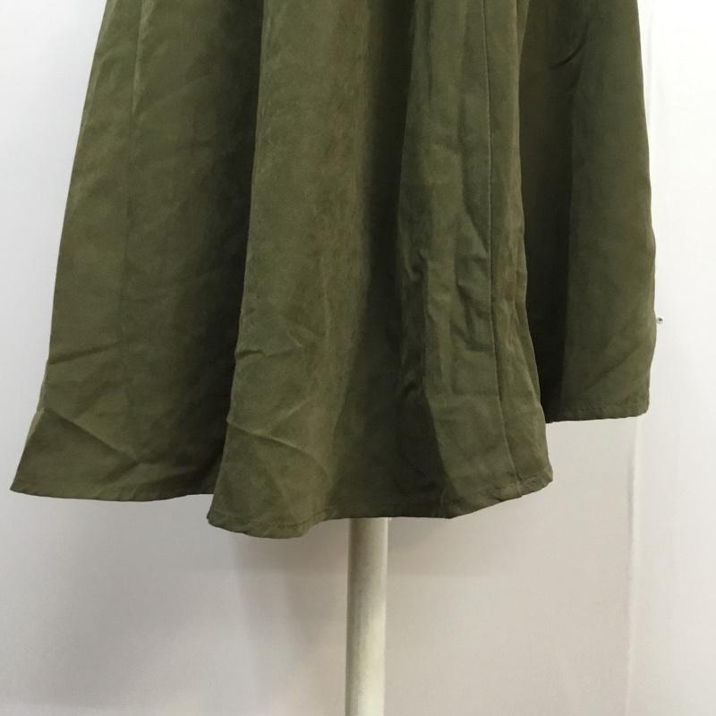 レトロガール RETRO GIRL スカート ひざ丈スカート タック入り フレアスカート スエード調 無地 カーキ / カーキ / khaki レディース USED 古着 中古 10042180