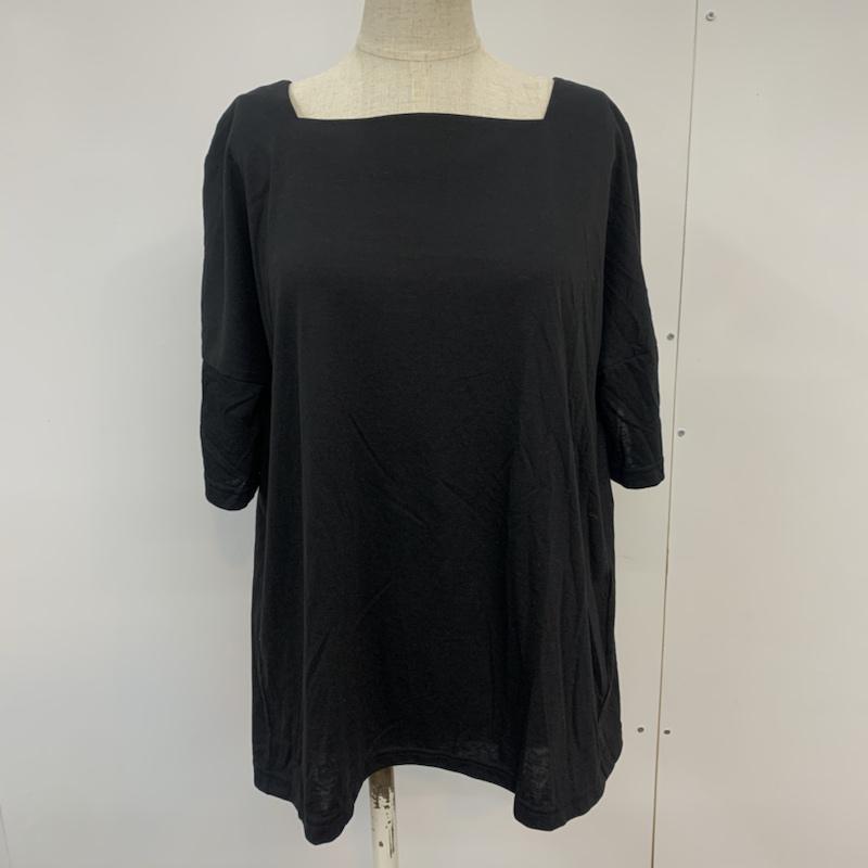 グローバルワーク GLOBAL WORK カットソー 半袖 五分袖 リボン L 無地 黒 / ブラック /  レディース USED 古着 中古 10042421