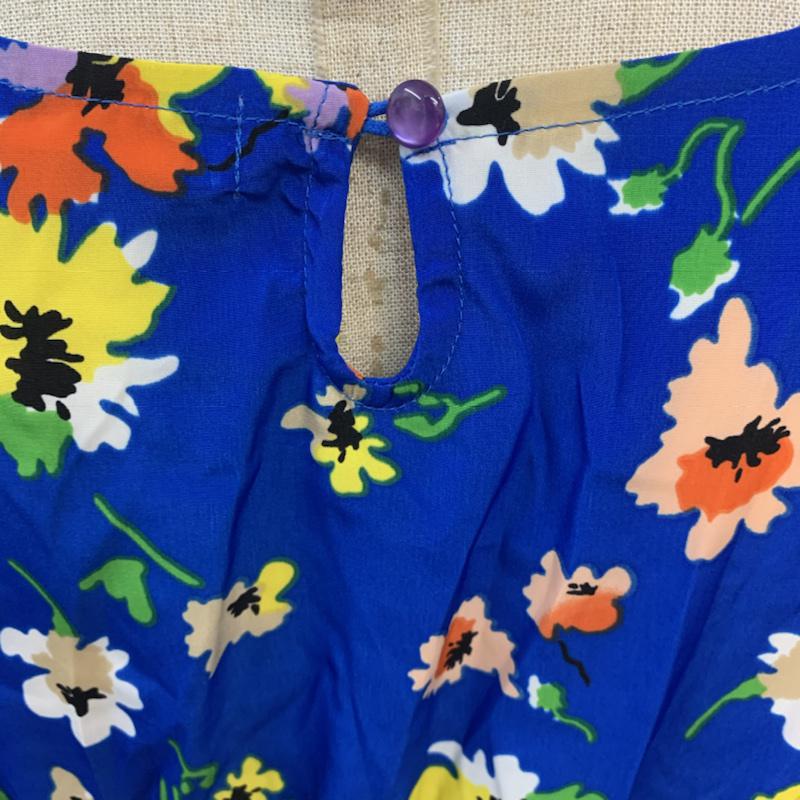 ローリーズファーム LOWRYS FARM カットソー 七分袖 花柄 ペプラム M 花柄 青 / ブルー /  レディース USED 古着 中古 10042422