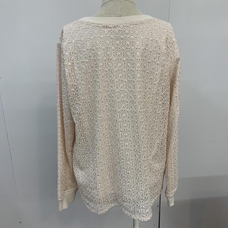 アースミュージックアンドエコロジー earth music&ecology カットソー 長袖 プルオーバー エンブロイダリーレース FREE 刺繍 アイボリー / アイボリー /  レディース USED 古着 中古 10042438