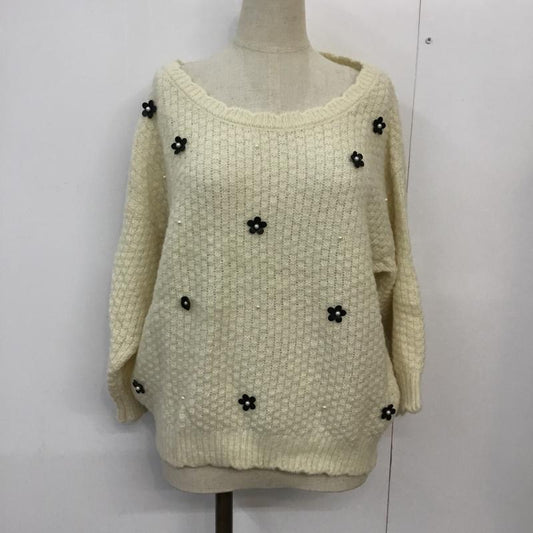 イング INGNI ニット、セーター 七分袖 M 無地 白 / ホワイト /  レディース USED 古着 中古 10042566