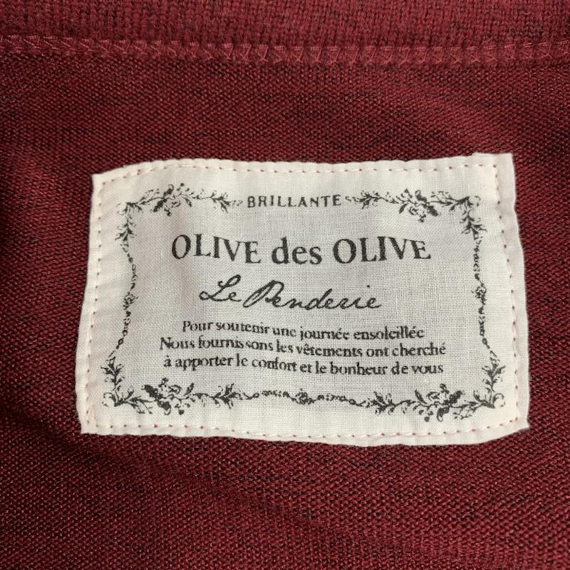 オリーブデオリーブ OLIVE des OLIVE カーディガン 長袖 アーガイル アーガイル柄 えんじ / ワインレッド /  レディース USED 古着 中古 10042951