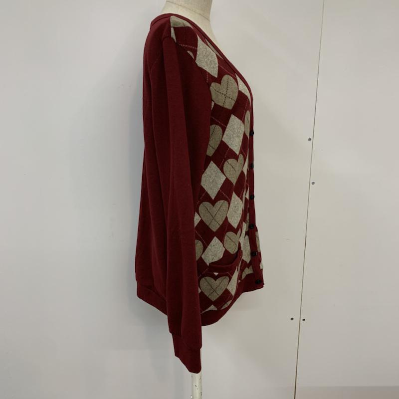 オリーブデオリーブ OLIVE des OLIVE カーディガン 長袖 アーガイル アーガイル柄 えんじ / ワインレッド /  レディース USED 古着 中古 10042951
