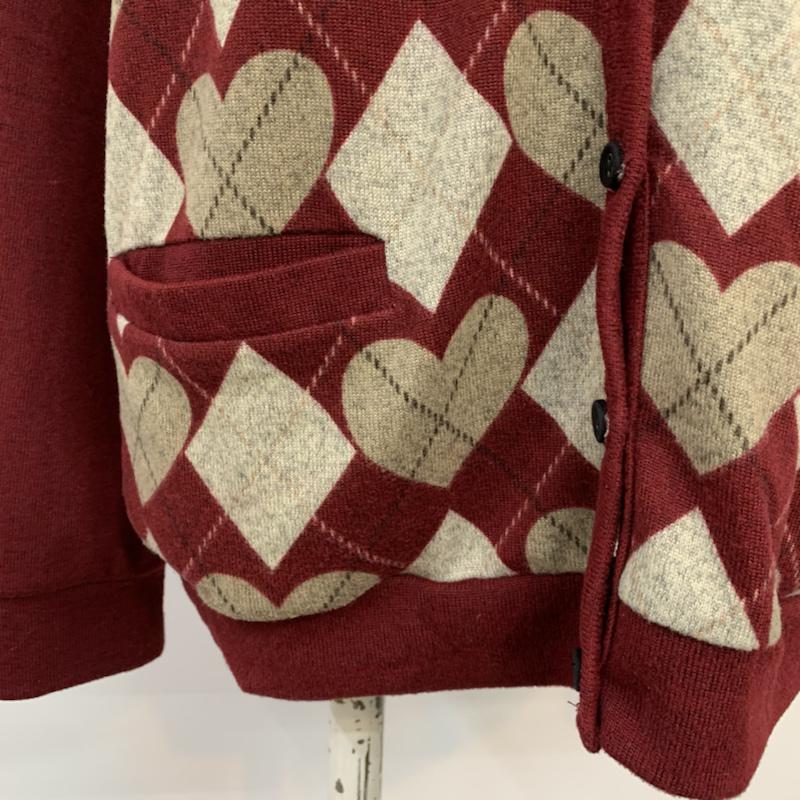 オリーブデオリーブ OLIVE des OLIVE カーディガン 長袖 アーガイル アーガイル柄 えんじ / ワインレッド /  レディース USED 古着 中古 10042951