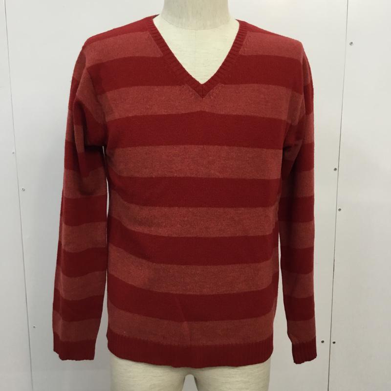 アーバンリサーチ URBAN RESEARCH ニット、セーター 長袖 Vネック ボーダー 38 赤 / レッド /  メンズ USED 古着 中古 10043018