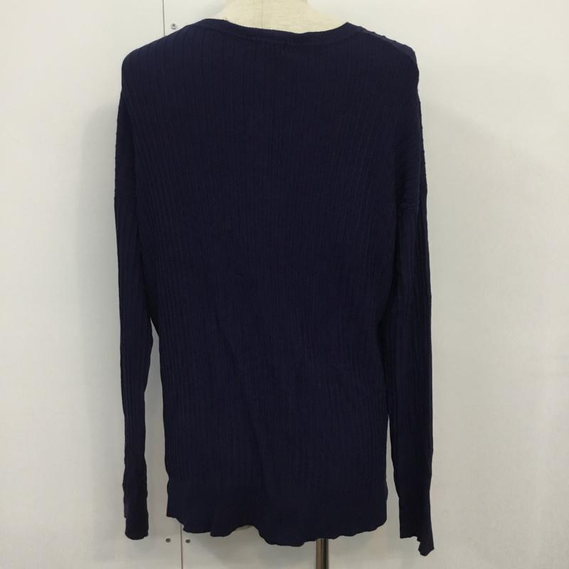 アイテムズ アーバンリサーチ ITEMS URBAN RESEARCH ニット、セーター 長袖 クルーネック 38 無地 紺 / ネイビー /  メンズ USED 古着 中古 10043069