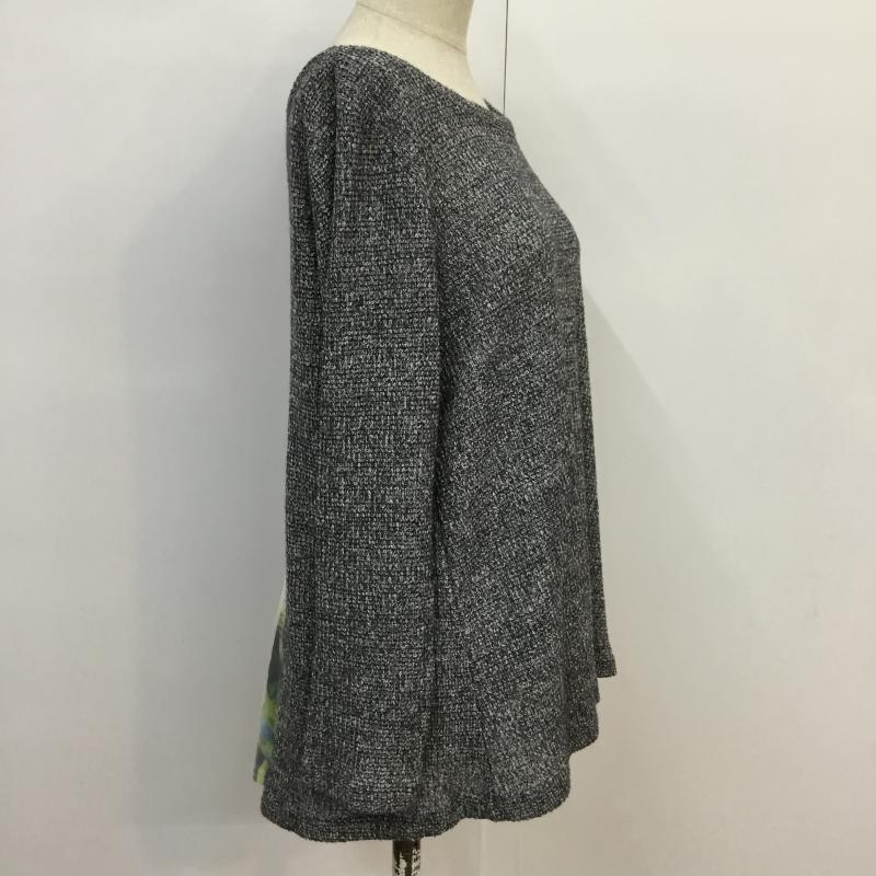 エル ELLE カットソー 長袖 38 無地 X 花柄 ダークグレー / ダークグレー /  レディース USED 古着 中古 10043206