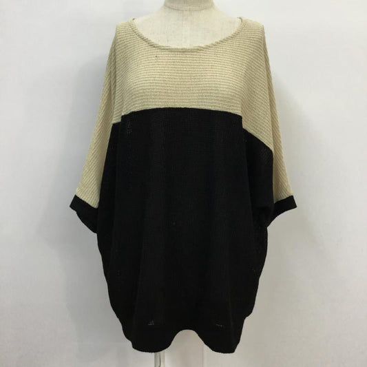 イング INGNI ニット、セーター 半袖 M 無地 ベージュ / ベージュ / X 黒 / ブラック /  レディース USED 古着 中古 10043236