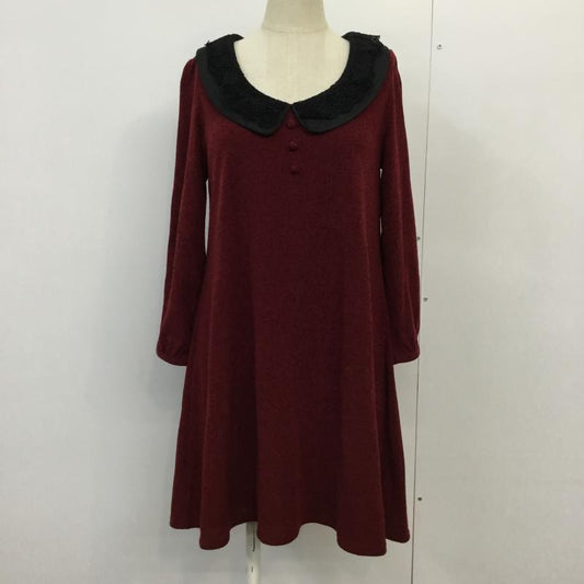 オリーブデオリーブ OLIVE des OLIVE ワンピース ひざ丈スカート 無地 えんじ / ワインレッド /  レディース USED 古着 中古 10043267