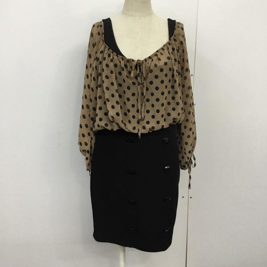 セシルマクビー CECIL McBEE ワンピース ミニスカート ドット 水玉 七分丈 M 無地 X ドット 黒 / ブラック / X 茶 / ブラウン /  レディース USED 古着 中古 10045194