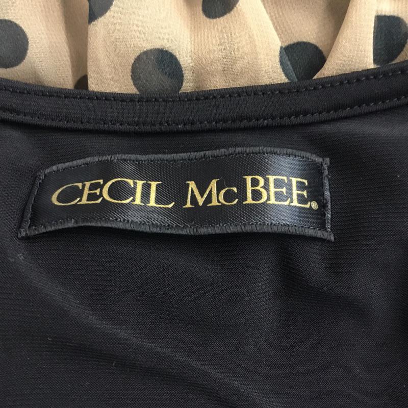 セシルマクビー CECIL McBEE ワンピース ミニスカート ドット 水玉 七分丈 M 無地 X ドット 黒 / ブラック / X 茶 / ブラウン /  レディース USED 古着 中古 10045194