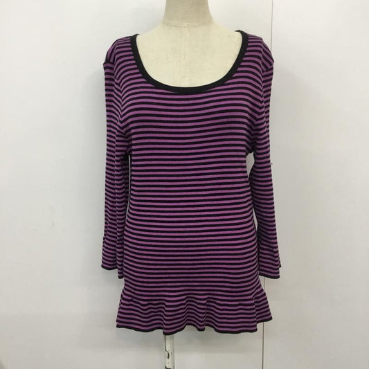 ニジュウサンク 23区 Tシャツ 長袖 ボーダー 44 ボーダー柄 黒 / ブラック / X 紫 / パープル /  レディース USED 古着 中古 10045214