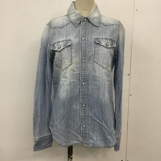 ローリーズファーム LOWRYS FARM シャツ、ブラウス 長袖 デニムシャツ M 無地 水色 / ライトブルー /  レディース USED 古着 中古 10045730