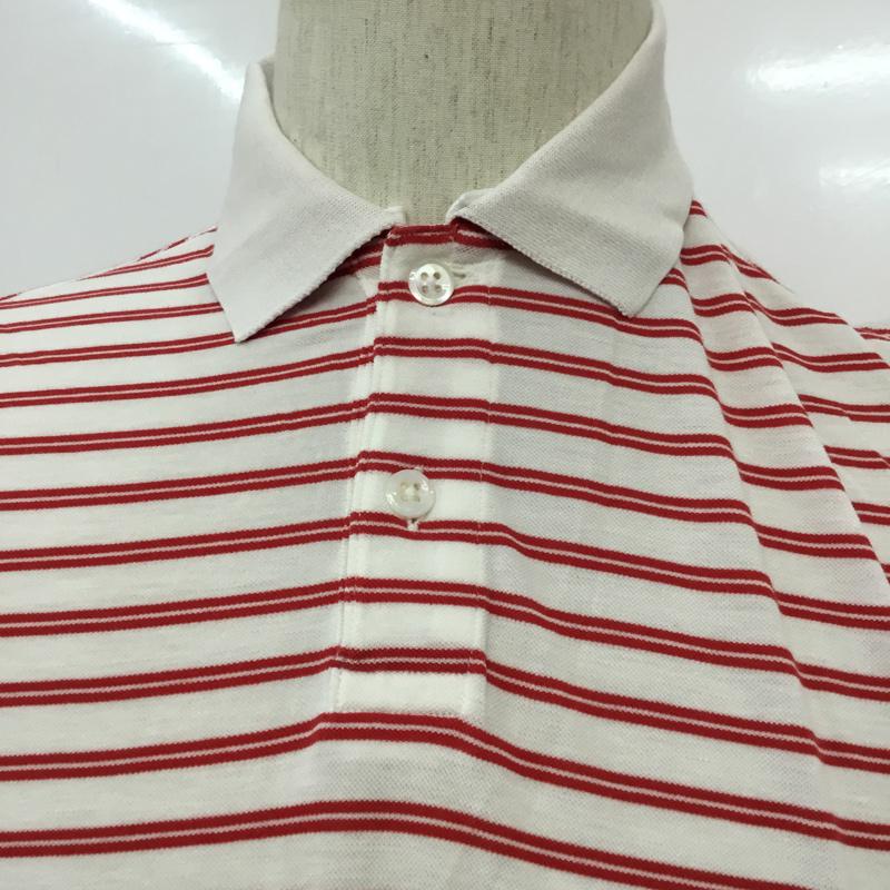 トゥモローランド TOMORROWLAND ポロシャツ 半袖 ボーダー M ボーダー柄 白 / ホワイト / X 赤 / レッド /  メンズ USED 古着 中古 10046130