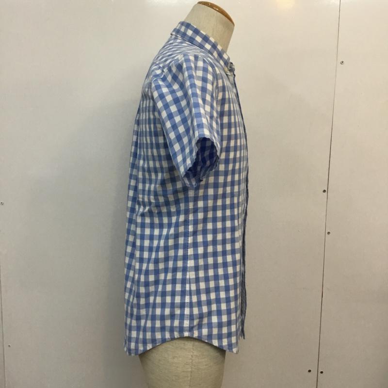 リズムオブライフユナイテッドアローズ RHYTHMOFLIFEUNITEDARROWS シャツ、ブラウス 半袖 エプロン・チェック ボタンダウン M チェック 水色 / ライトブルー / X 白 / ホワイト /  メンズ USED 古着 中古 10046304
