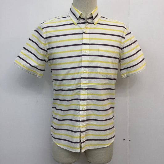 グリーンレーベルリラクシング green label relaxing シャツ、ブラウス 半袖 ボーダーシャツ ボタンダウンシャツ S ボーダー柄 白 / ホワイト / X 黄 / イエロー / X 紫 / パープル /  メンズ USED 古着 中古 10046685