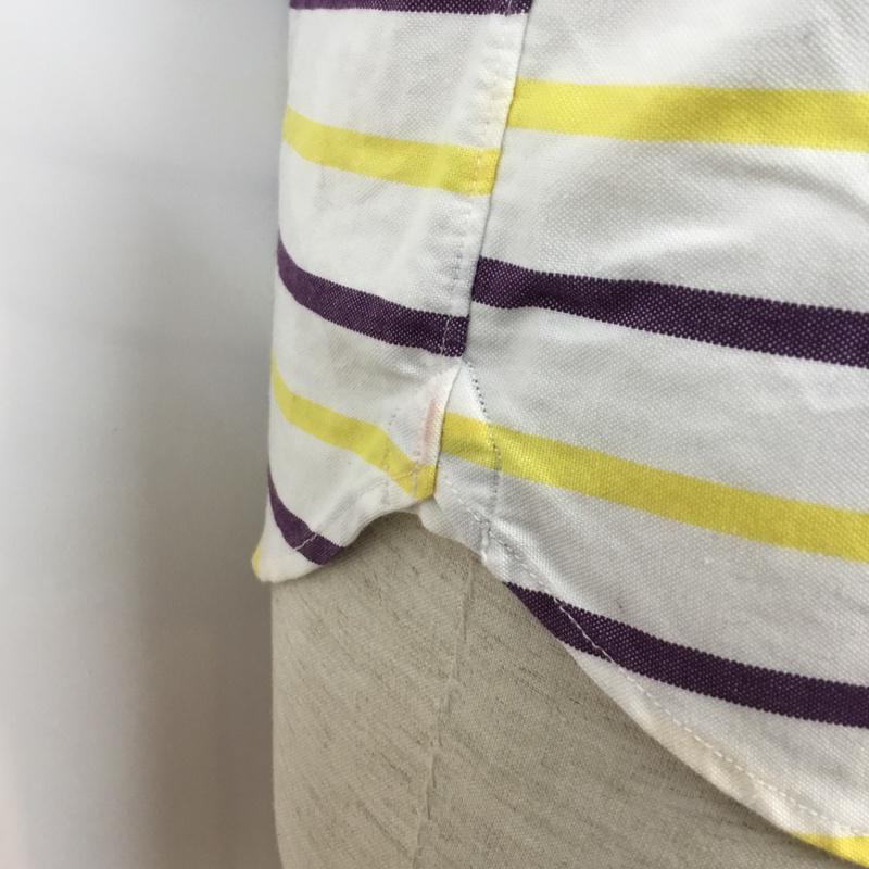 グリーンレーベルリラクシング green label relaxing シャツ、ブラウス 半袖 ボーダーシャツ ボタンダウンシャツ S ボーダー柄 白 / ホワイト / X 黄 / イエロー / X 紫 / パープル /  メンズ USED 古着 中古 10046685