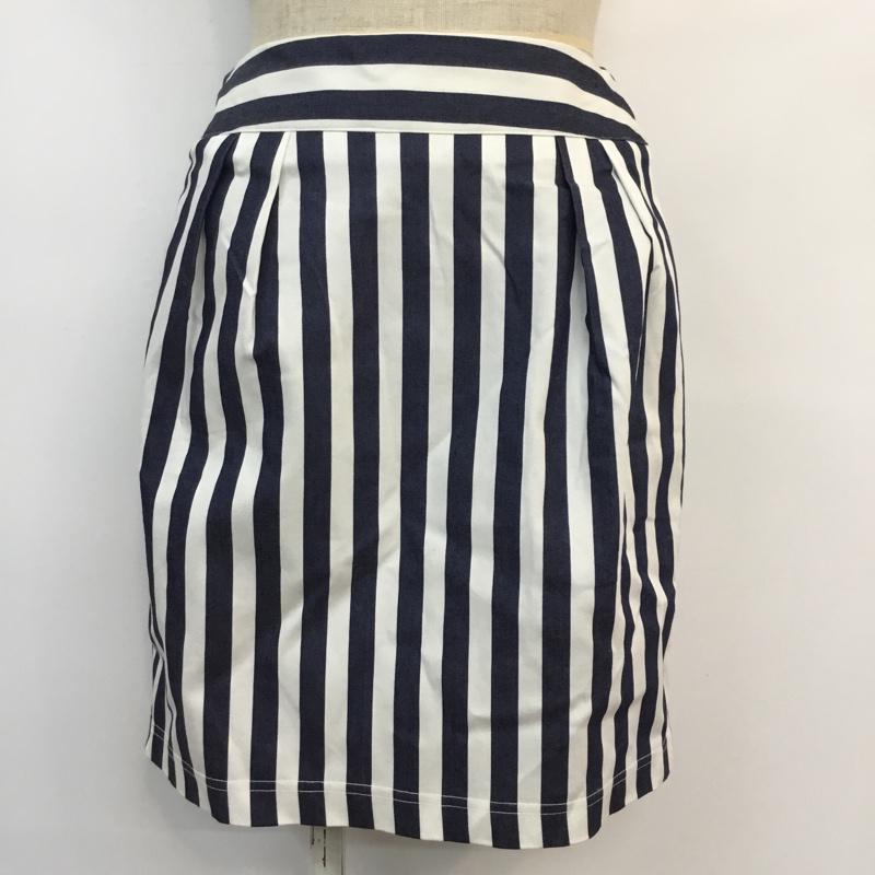 ロペピクニック ROPE' PICNIC スカート ひざ丈スカート 38 ストライプ 白 / ホワイト / X 紺 / ネイビー /  レディース USED 古着 中古 10047027