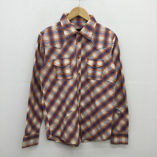 ディーゼル DIESEL シャツ、ブラウス 長袖 S チェック 白 / ホワイト / X 青 / ブルー / X 橙 / オレンジ /  メンズ USED 古着 中古 10047150
