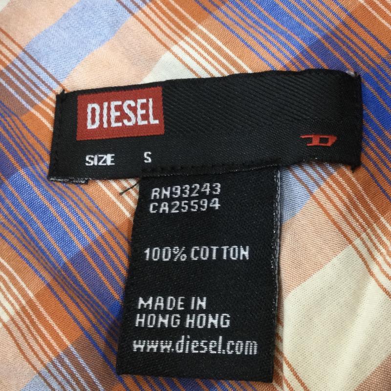 ディーゼル DIESEL シャツ、ブラウス 長袖 S チェック 白 / ホワイト / X 青 / ブルー / X 橙 / オレンジ /  メンズ USED 古着 中古 10047150