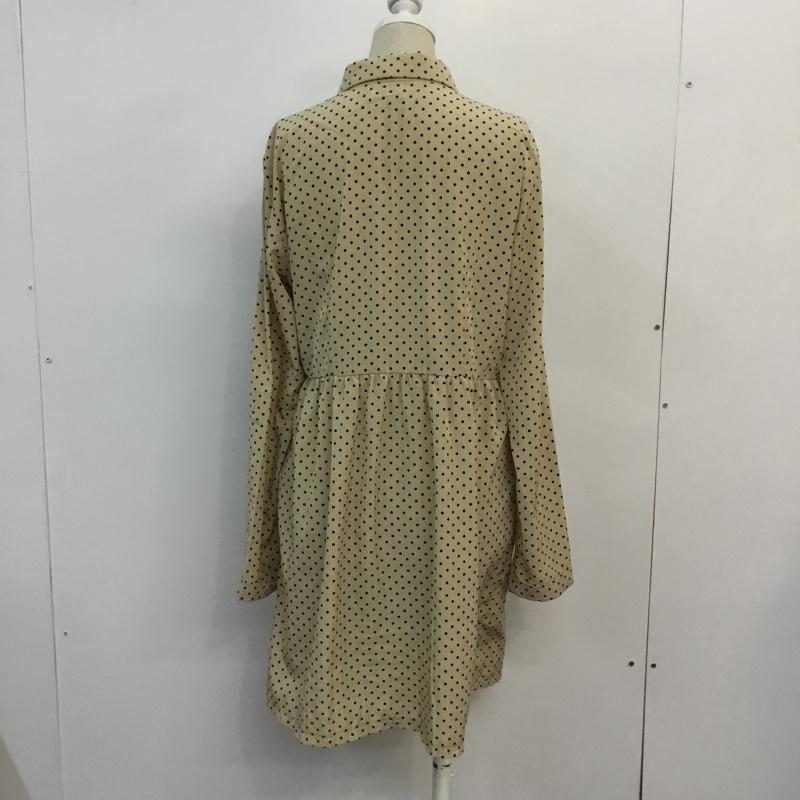 ローリーズファーム LOWRYS FARM ワンピース ミニスカート 水玉 シャツ 前開き FREE ドット 黒 / ブラック / X ベージュ / ベージュ /  レディース USED 古着 中古 10048299