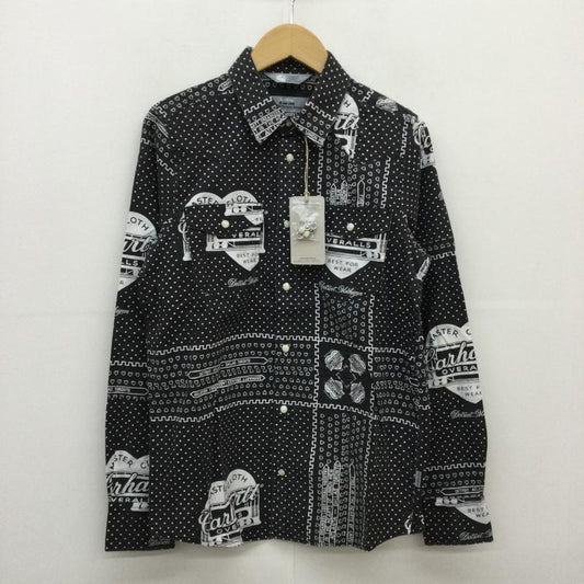 カーハート ダブリューアイピー Carhartt WIP シャツ、ブラウス 長袖 × Slam jam 25周年 S 総柄 黒 / ブラック /  メンズ USED 古着 中古 10048363