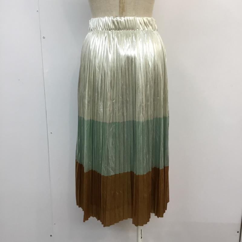 ザラ ZARA TRAFALUC スカート ひざ丈スカート プリーツ メタリック XS 無地 金 / ゴールド / X 薄緑 / ライトグリーン / X 銀 / シルバー /  レディース USED 古着 中古 10048504
