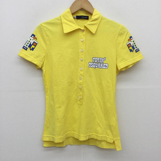 ディースクエアード2 DSQUARED2 ポロシャツ 半袖 M ロゴ、文字 黄 / イエロー /  レディース USED 古着 中古 10048575