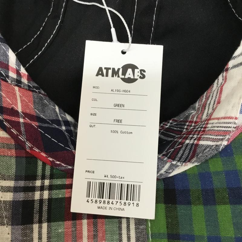 アトモスラボ ATMOS LAB 帽子 キャップ PATCHWORK 6 PANEL CAP al19s-hg04 FREE チェック 緑 / グリーン /  メンズ USED 古着 中古 10049040