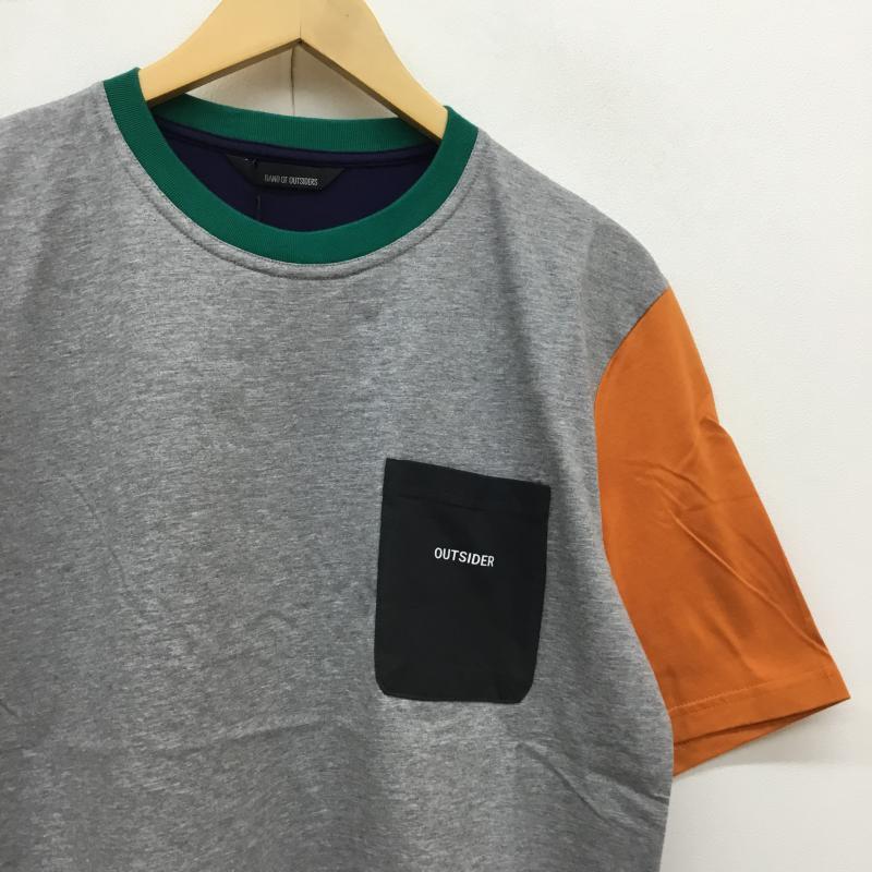 バンドオブアウトサイダーズ Band of Outsiders Tシャツ 半袖 クレイジーパターンTEE L ロゴ、文字 灰 / グレー / X 橙 / オレンジ / X 緑 / グリーン / X 紺 / ネイビー /  メンズ USED 古着 中古 10049113