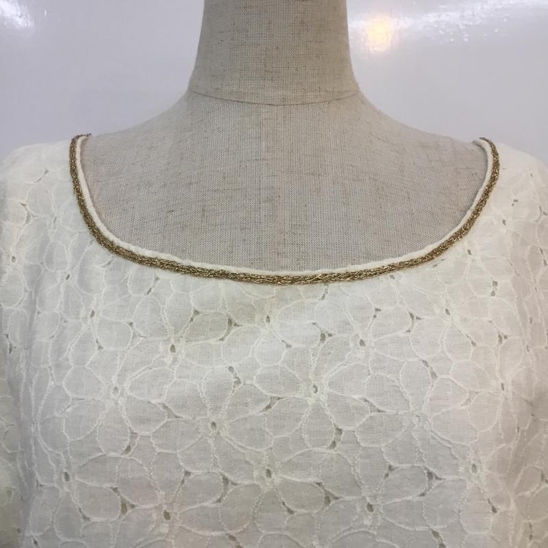 ロペピクニック ROPE' PICNIC カットソー 半袖 花柄 レース 38 レース柄 アイボリー / アイボリー /  レディース USED 古着 中古 10049188