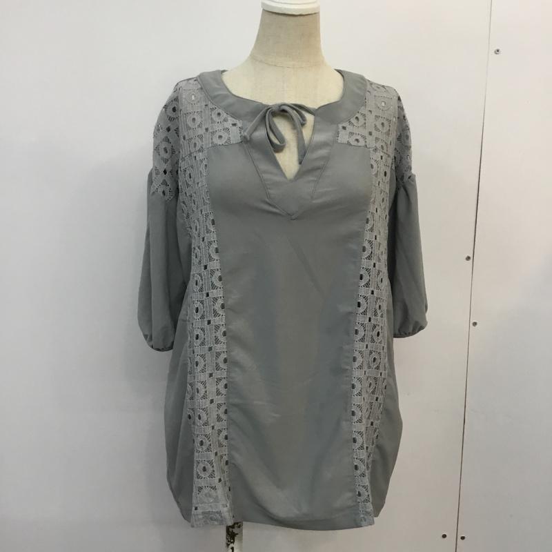 セブンデイズサンデイ SEVENDAYS=SUNDAY カットソー 半袖 オープンフロント レース M レース柄 灰 / グレー /  レディース USED 古着 中古 10049206