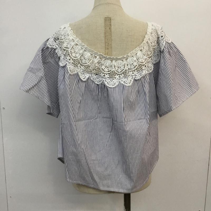 フォーエバー２１ FOREVER21 カットソー 半袖 L ストライプ 白 / ホワイト / X 青 / ブルー /  レディース USED 古着 中古 10049229