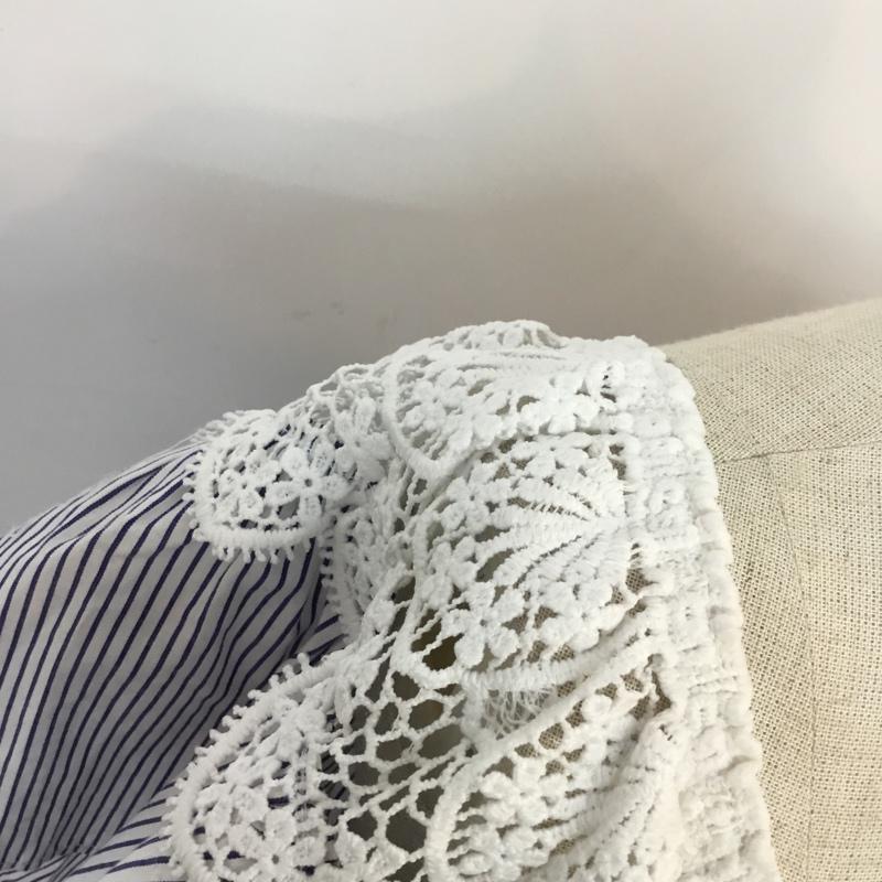 フォーエバー２１ FOREVER21 カットソー 半袖 L ストライプ 白 / ホワイト / X 青 / ブルー /  レディース USED 古着 中古 10049229