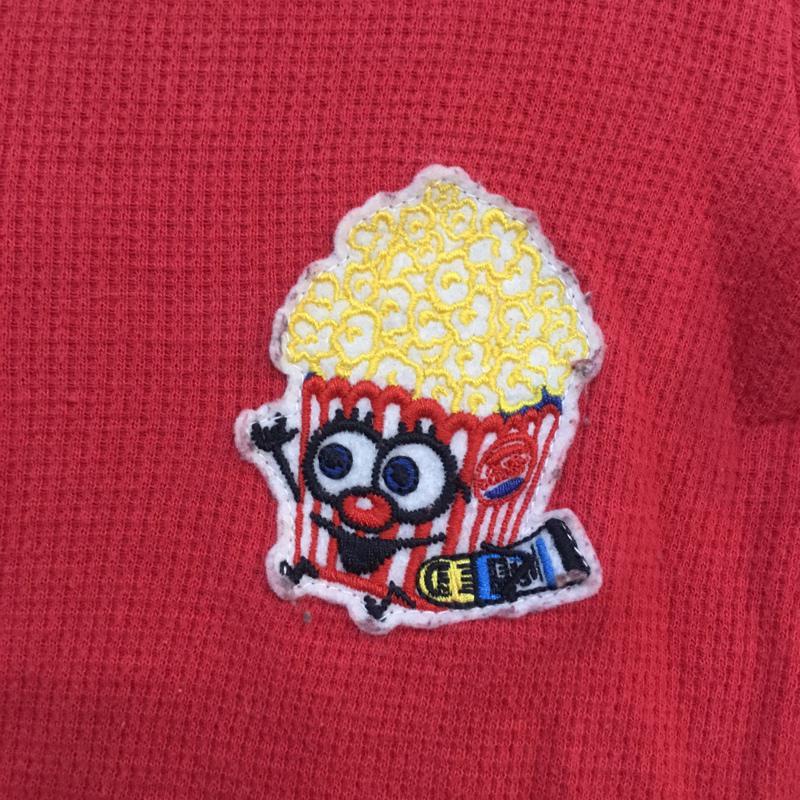 ジャム JAM カットソー 長袖 ワッフル地 ポップコーン ワッペン キッズ 120cm 120cm ワンポイント 赤 / レッド / X 黄 / イエロー /  レディース USED 古着 中古 10049434