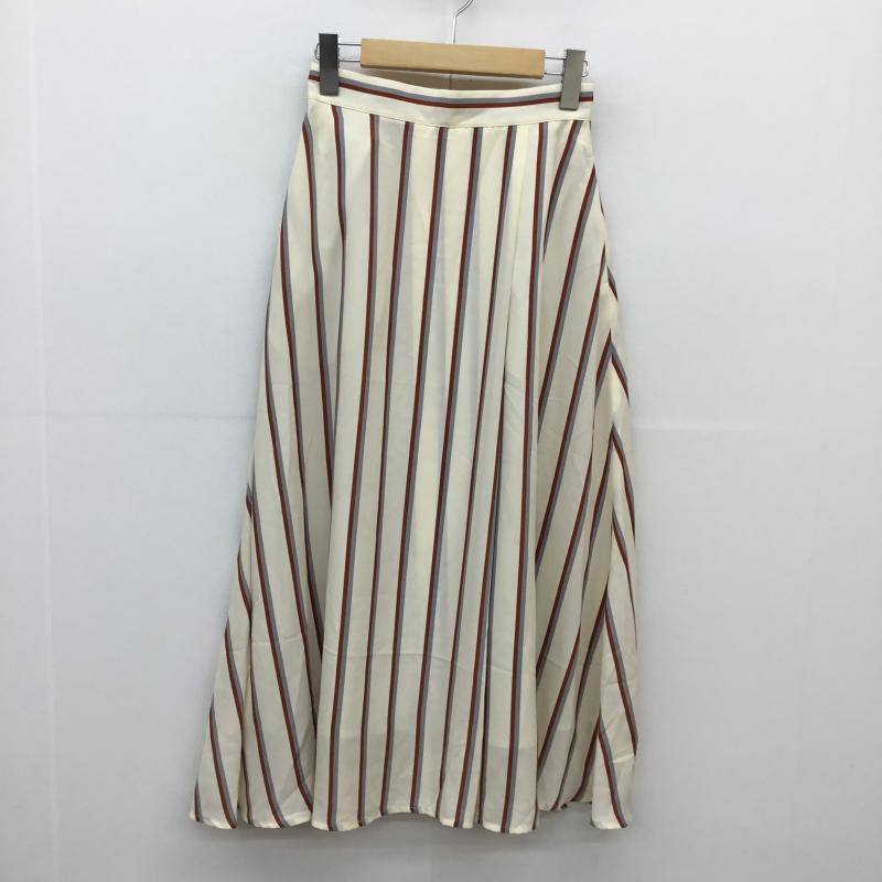 ケービーエフプラス KBF+ スカート ロングスカート FREE ストライプ アイボリー / アイボリー / X 灰 / グレー / X 茶 / ブラウン /  レディース USED 古着 中古 10049535