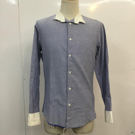ルーバトラム Luva TRAM シャツ、ブラウス 長袖 クレリックシャツ M 無地 白 / ホワイト / X 青 / ブルー /  メンズ USED 古着 中古 10049538