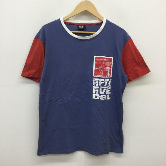 フィフティーファイブディーエスエル 55DSL Tシャツ 半袖 XL ロゴ、文字 青 / ブルー / X 赤 / レッド /  メンズ USED 古着 中古 10049985