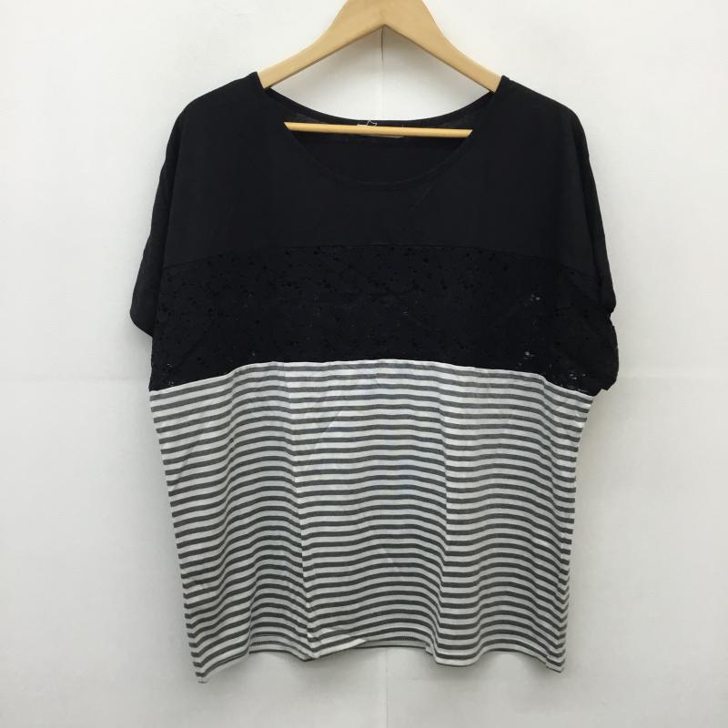 イーアールジー e.r.g* カットソー 半袖 M ボーダー柄 黒 / ブラック / X 白 / ホワイト / X 灰 / グレー /  レディース USED 古着 中古 10051026