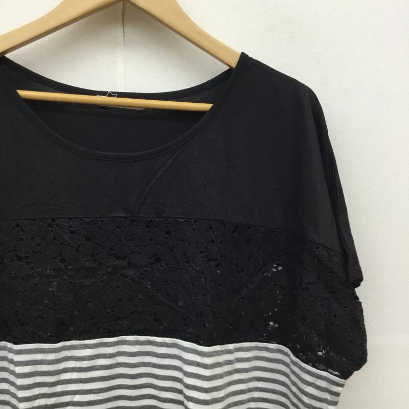 イーアールジー e.r.g* カットソー 半袖 M ボーダー柄 黒 / ブラック / X 白 / ホワイト / X 灰 / グレー /  レディース USED 古着 中古 10051026