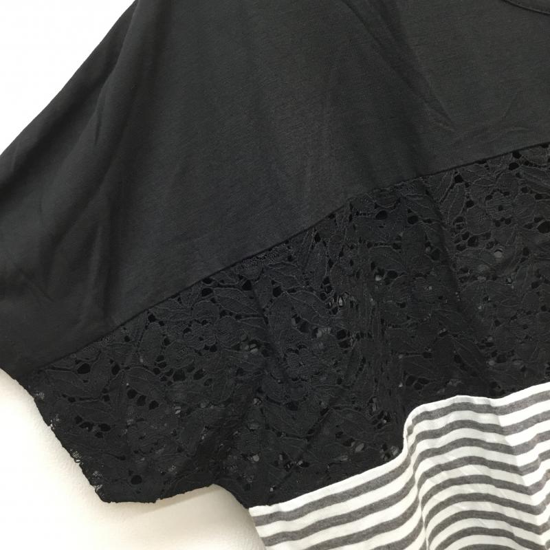 イーアールジー e.r.g* カットソー 半袖 M ボーダー柄 黒 / ブラック / X 白 / ホワイト / X 灰 / グレー /  レディース USED 古着 中古 10051026